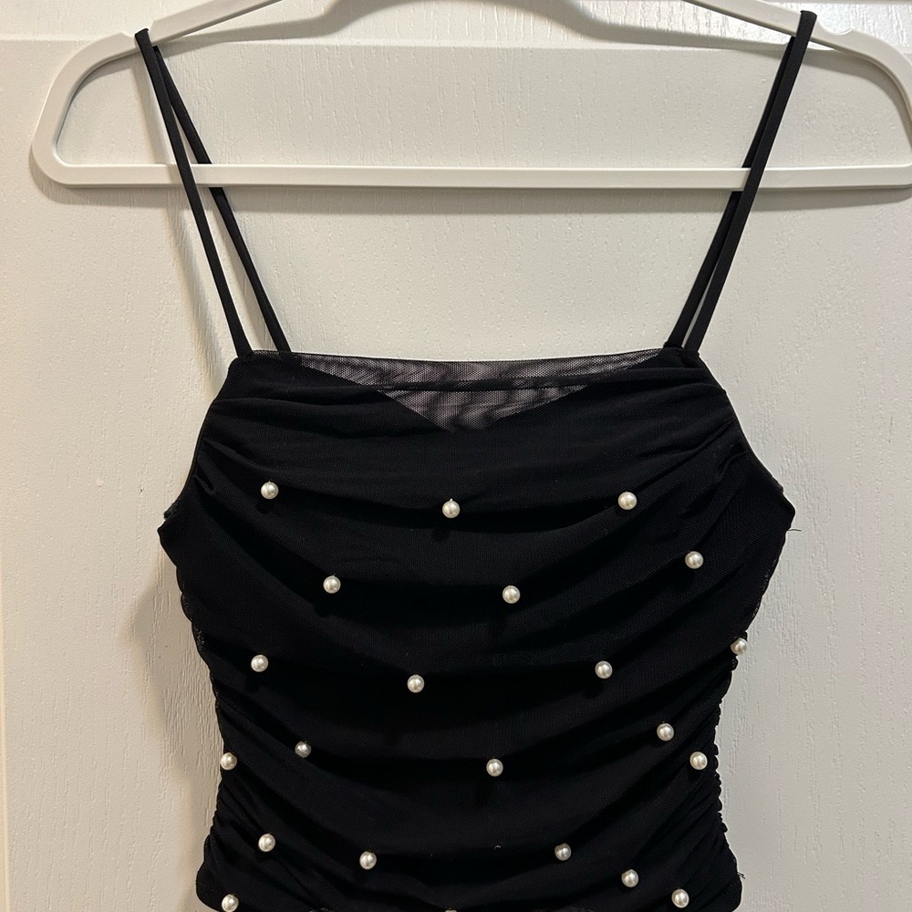 Black Pearl Embellished Women's Top